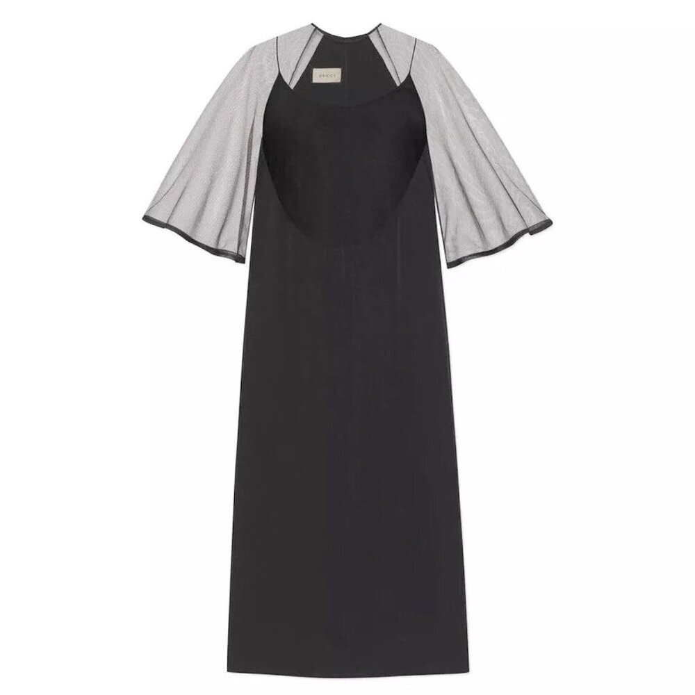 NWT Gucci Viscose Silk Faille And Mesh Dress